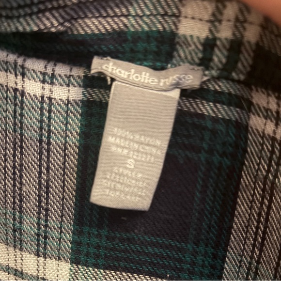 Charlotte Russe Navy and White Plaid Shirt - Picture 2 of 2